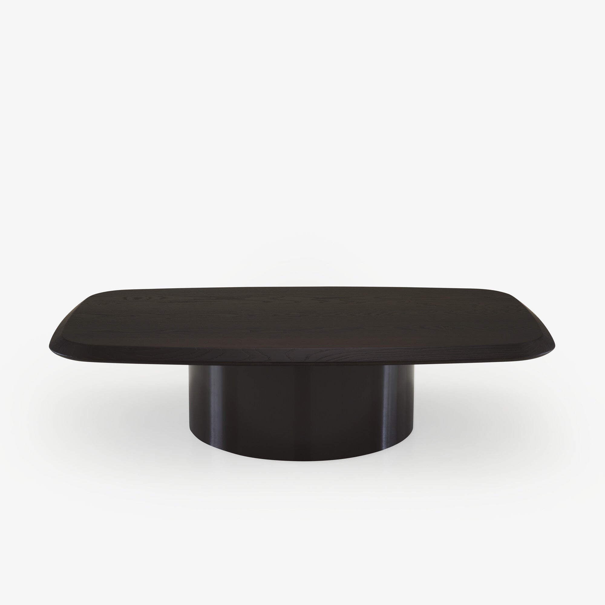 TABLE BASSE SUKI BASE ACIER LAQ. BRUN GRIS PLT FRENE MAS. TEINT BRUN