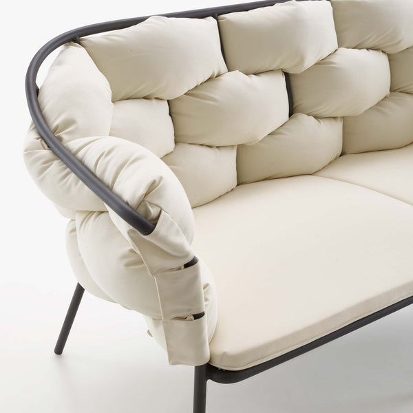 Serpentine Loveseat ecru / charcoal structure