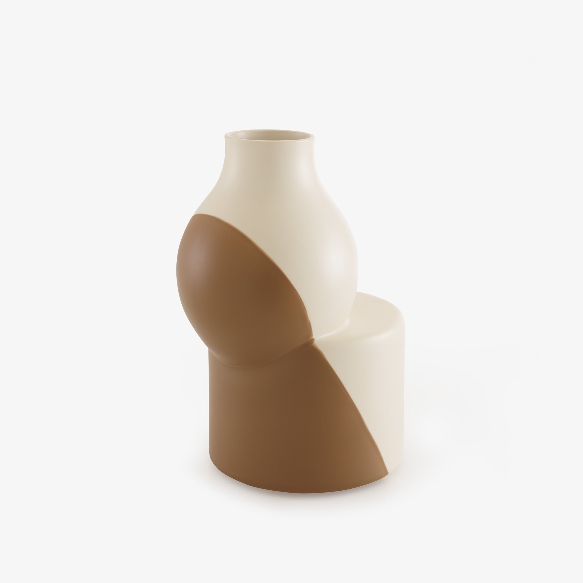 VASE AMALGAME CARAMEL ET IVOIRE FAIENCE