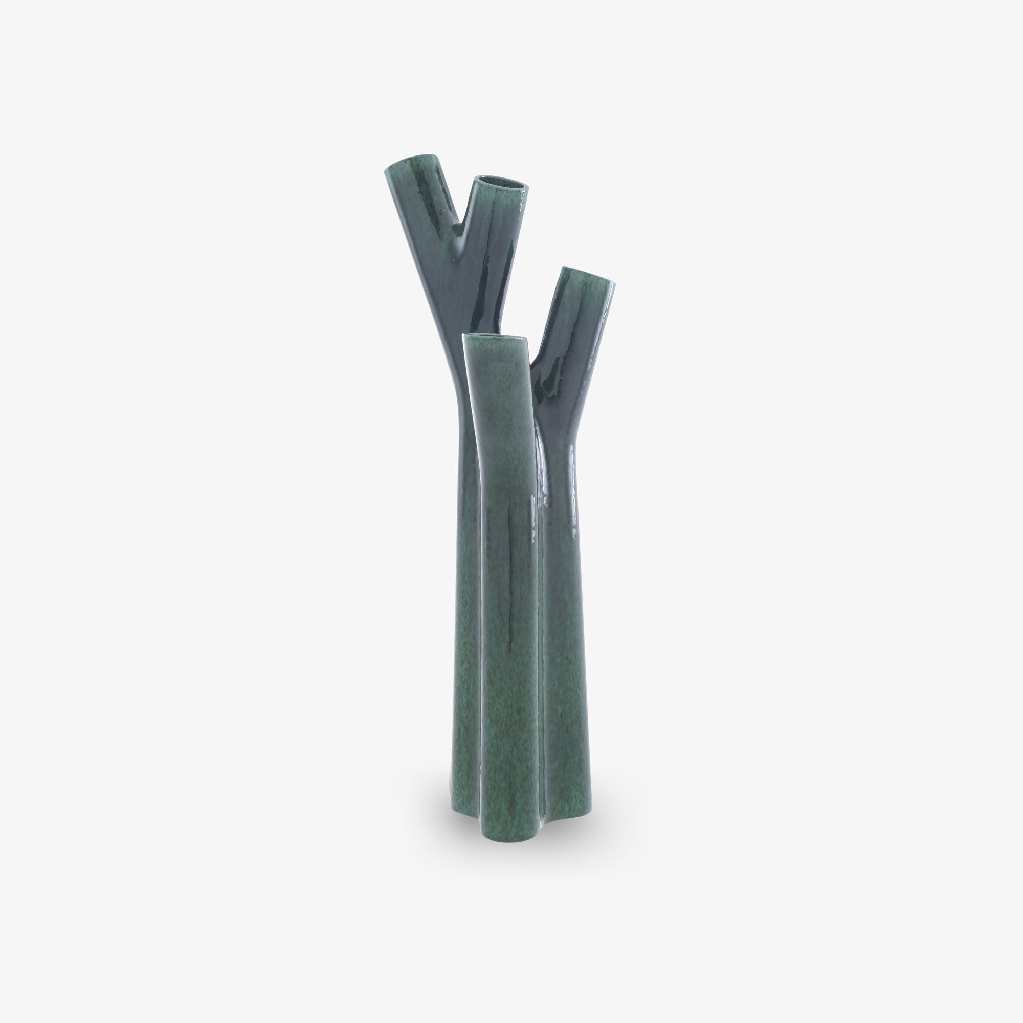 FLORERO PEQUENO ROSEAU VERT FORÊT CERAMICA ESMALTADA